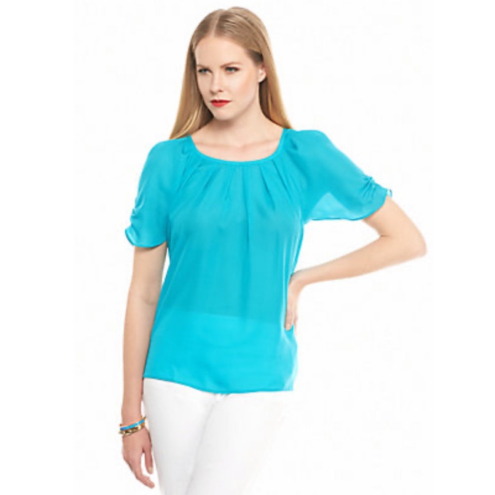Kaari Blue Short Sleeve Tie Back Blouse